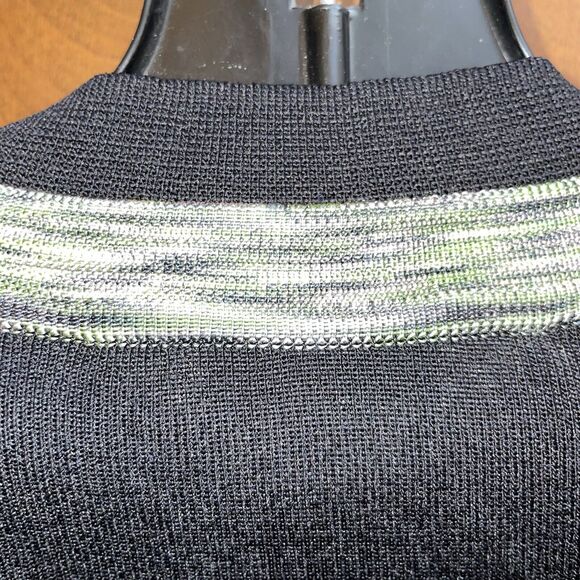 Exclusively Misook Cardigan M Black/Green Trim Long Sleeve Open Front Cardigan` - Picture 4 of 8